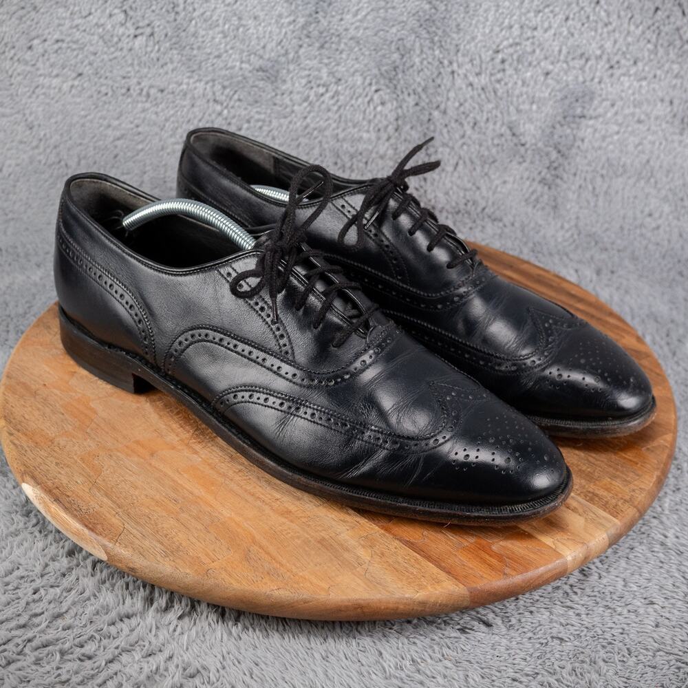 E.T. Wright Wingtip‎ Oxford Shoes Black Leather Lace Up Almond Toe Size 14 A